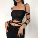 Spring and Summer New Women's Solid Color Navel Exposed Fashion Tie with Navel Exposed Hanging Strap Small Tank Top for Women