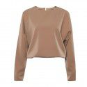 Elegant professional solid color versatile round neck long sleeved T-shirt top