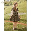 Children's Spring and Autumn New Dresses for Girls Autumn French Bubble Sleeves Set Skirt for Big Children Western style Fragmented Flower Skirt