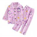 Autumn and winter new children's flannel pajamas for boys and girls, baby long sleeved thickened coral velvet home clothing set