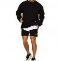 Leisure sports set with a round neck sweater with a fur bottom