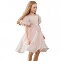 Girl's flower bud sleeve princess dress with a high-end feel, super fairy girl, big girl's western-style chiffon dress, girl's summer light and thin dress