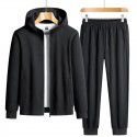 Spring and Autumn New Leisure Sports Pearl Cotton Large Set Men's Trendy Solid Hooded Set 