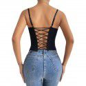 Fashionable solid color backless spicy girl slim fit suspender lace sexy outer wearing small tank top for women