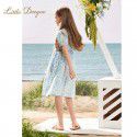 New summer clothing for middle-aged and young girls, bubble sleeved princess dress, stylish floral thin style dress