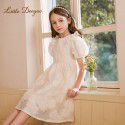 Summer girl's dress, big girl's bubble sleeve temperament princess skirt