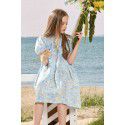 New summer clothing for middle-aged and young girls, bubble sleeved princess dress, stylish floral thin style dress