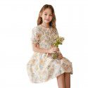 Girls summer short sleeved dress, stylish and thin children's floral cotton dress, little girl dress