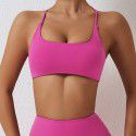 Cross back sports bra, matte nude yoga suit, running fitness bra, quick drying yoga vest