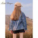 Girl's embroidered denim jacket, spring and autumn new children's middle-aged and young children's fashionable jacket top