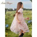 Girl's sweet and cool style dress, summer dress, Western style, summer organza dress, big boy floral princess dress