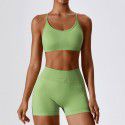 Seamless back yoga suit, running quick drying, tight fitting sports and fitness suit for women