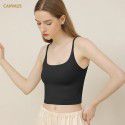 Chest cushion, thin shoulder, black suspender, women's U-neck, elastic slim fit, top, bottom layer, summer shirt