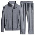 Autumn New Pure Cotton Men's Sports Set Casual Standing Collar Sports Cardigan Long Sleeve Youth Running Two Piece Set for Men 