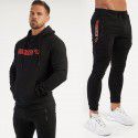 Muscle Fitness Men's Sports Hoodie Outdoor Sports Basketball Casual Two Piece Set