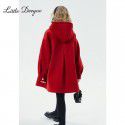 Girls' autumn/winter woolen coat, new winter style, children's red button woolen coat