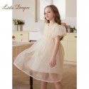 Girl's Bubble Sleeves Dress, Big Boy Fairy Princess Dress, Fashionable Fluffy Yarn Dress