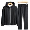 Spring and Autumn New Leisure Sports Pearl Cotton Large Set Men's Trendy Solid Hooded Set 