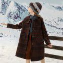 Girls' autumn/winter woolen coat, new winter style navy collar plaid woolen coat for big boys 