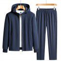 Spring and Autumn New Leisure Sports Pearl Cotton Large Set Men's Trendy Solid Hooded Set 