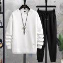 Men's casual sports suit men's trendy brand men's hoodie t-shirt handsome waffle autumn men's clothing