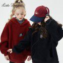 Girls' winter plush and plush hoodie, new autumn and winter styles, children's lambhair integrated plush top for middle-aged and young children