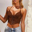 Amazon's best-selling sexy women's clothing in autumn and winter in Europe, America, and Europe, with satin necklaces and suspenders, short top and tank tops for women