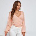 Autumn and winter new sexy V-neck loose casual long sleeved pullover sweater jacket