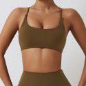 Cross back sports bra, matte nude yoga suit, running fitness bra, quick drying yoga vest