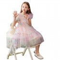 Western style girl's summer dress children's gradient short sleeved fluffy skirt big children's summer dress princess skirt