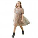 Summer Sweet Cool Wind Princess Dress Girl's Dress Fashionable Ruyi Yarn Fragmented Flower Yarn Dress