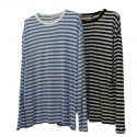 Autumn New Lazy Soft Sticky Wool Striped T-shirt Loose and Slim Comfortable Long sleeved Casual Top