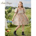 Summer Sweet Cool Wind Princess Dress Girl's Dress Fashionable Ruyi Yarn Fragmented Flower Yarn Dress