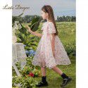 Girl's sweet and cool style dress, summer dress, Western style, summer organza dress, big boy floral princess dress