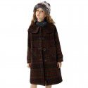 Girls' autumn/winter woolen coat, new winter style navy collar plaid woolen coat for big boys 