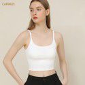 Chest cushion, thin shoulder, black suspender, women's U-neck, elastic slim fit, top, bottom layer, summer shirt