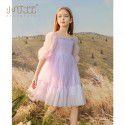 Girl's dress, summer dress, children's mesh, fluffy gauze, princess dress, stylish girl's short sleeved skirt