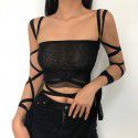 Spring and Summer New Women's Solid Color Navel Exposed Fashion Tie with Navel Exposed Hanging Strap Small Tank Top for Women