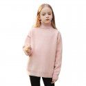 Girls autumn and winter plush sweater, winter new western-style, children's thick inner layer, children's high neck knitted sweater