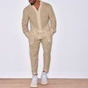 Men's linen autumn casual suit long sleeved one piece work pants 