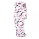 Autumn and Winter Women's Sexy Print Off the Shoulder Split Folded Mid length Dress Dress Autumn