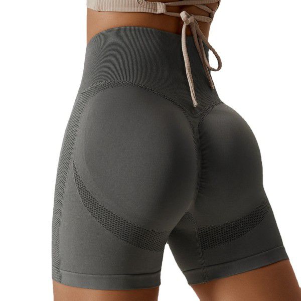 Seamless yoga shorts, peach lifting buttocks, high waist fitness pants, tight running sports shorts for girls