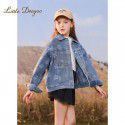 Girl's embroidered denim jacket, spring and autumn new children's middle-aged and young children's fashionable jacket top