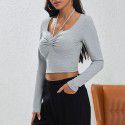 Autumn/Winter Hanging Neck Long sleeved Knitted Underlay Top with American Style Popular Top