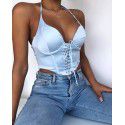 Amazon's best-selling sexy women's clothing in autumn and winter in Europe, America, and Europe, with satin necklaces and suspenders, short top and tank tops for women