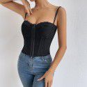 Fashionable solid color backless spicy girl slim fit suspender lace sexy outer wearing small tank top for women