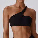 Diagonal shoulder nude yoga bra, running sports bra, quick drying and beautiful back fitness yoga suit