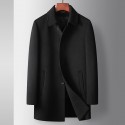 Men's coat autumn and winter mid length lapel wool windbreaker youth business detachable down liner double-sided woolen coat 