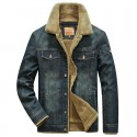 Winter denim jacket style men's denim jacket fashion casual large plush jacket cotton jacket 