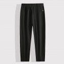 Men's elastic waist sports casual pants, men's fat straight leg ice silk pants 